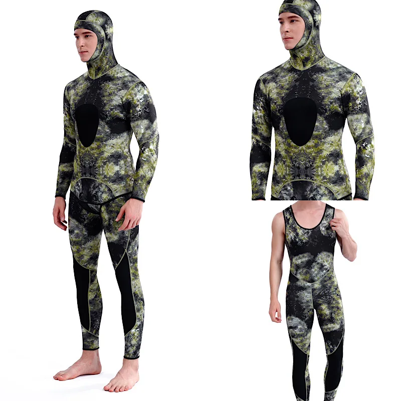 2024 Neoprene Scuba Diving wetsuit1.5/ 3MM Winter Warm Men Hood Surfing Front Zipper Snorkeling Spearfishing Hooded Diving Suit - Imagem 7
