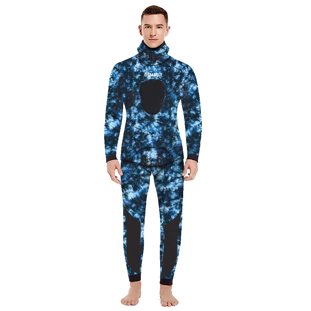 DEMMET Capuz Camuflagem 3MM Duas Peças Neoprene Wetsuit Para Mergulho Natação Caça Subaquática Wetsuit Mantém Quente E Frio - Imagem 10