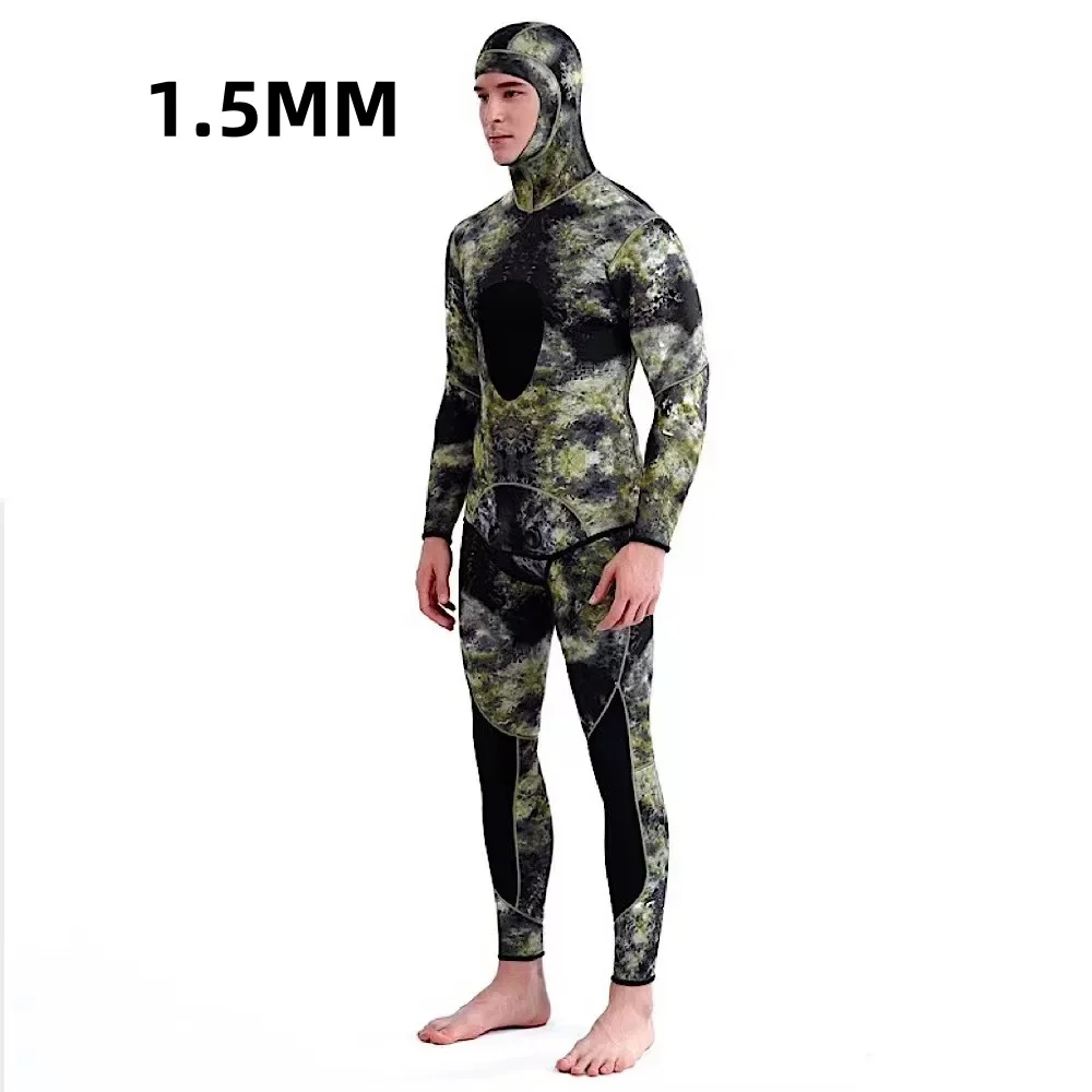 2024 Neoprene Scuba Diving wetsuit1.5/ 3MM Winter Warm Men Hood Surfing Front Zipper Snorkeling Spearfishing Hooded Diving Suit - Imagem 10