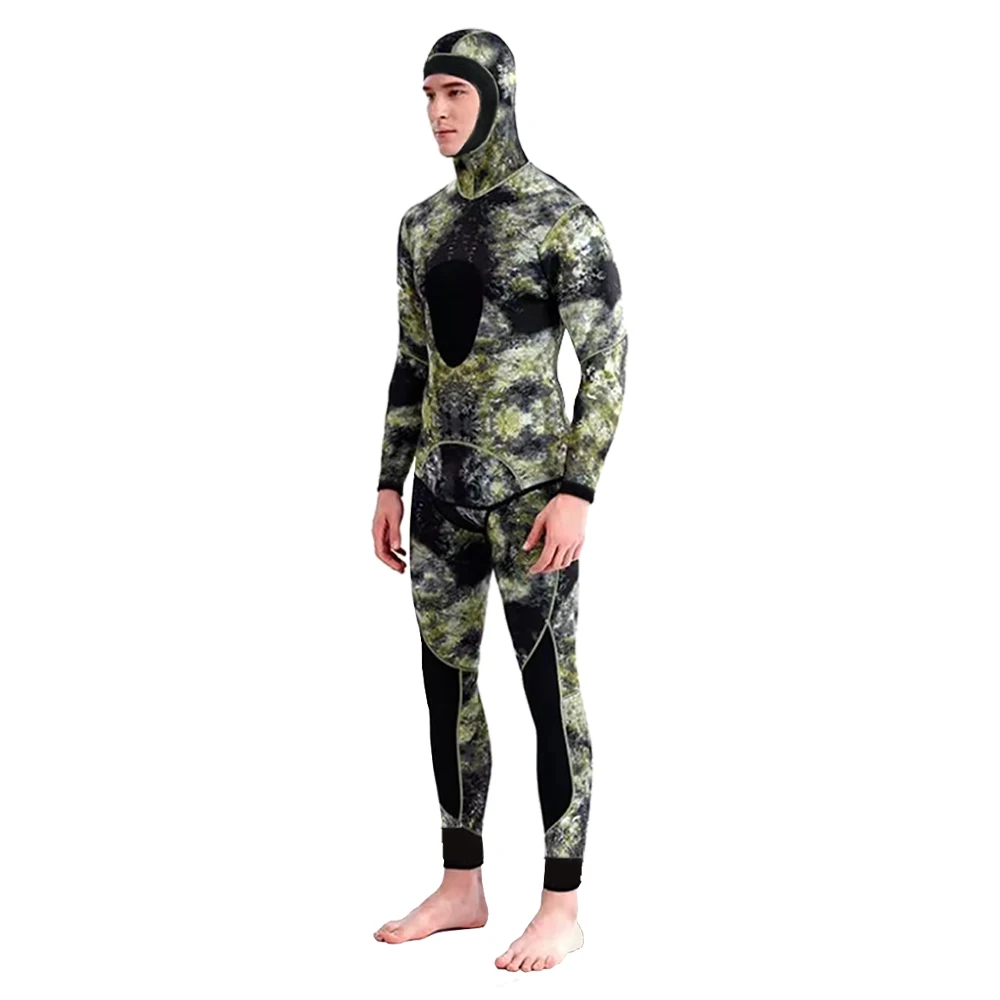 Terno com capuz de mergulho em neoprene para homens, capuz quente para surfe, zíper frontal, mergulho, pesca submarina, 3mm, 5mm, inverno, 2022 - Imagem 3