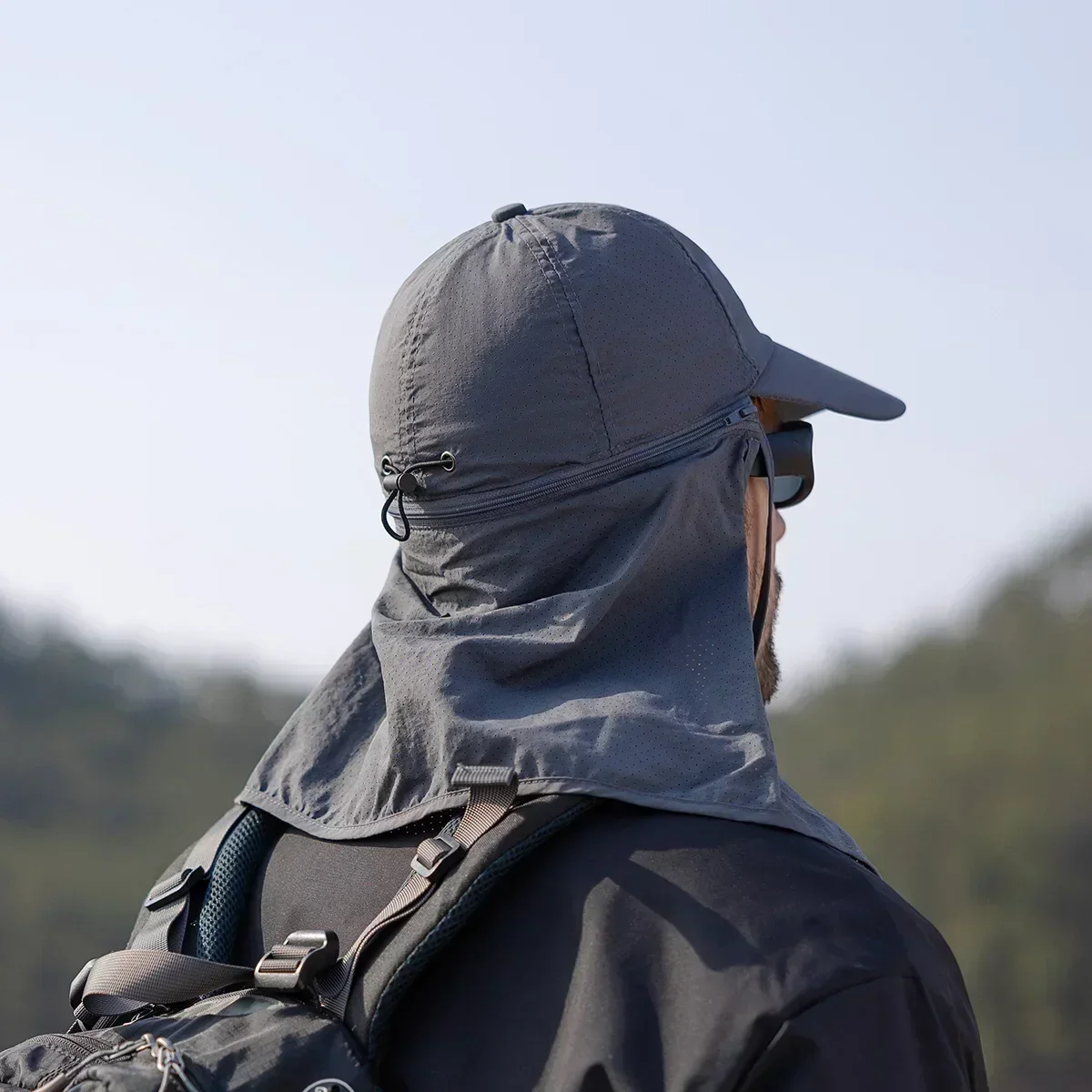Homens verão pesca proteção solar boné de beisebol secagem rápida à prova dwaterproof água destacável boné de sol xale feminino ao ar livre bicicleta viseira nasi - Imagem 2
