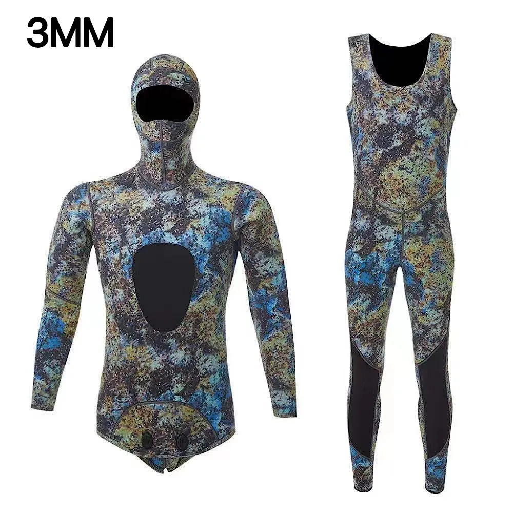 2024 Neoprene Scuba Diving wetsuit1.5/ 3MM Winter Warm Men Hood Surfing Front Zipper Snorkeling Spearfishing Hooded Diving Suit - Imagem 9