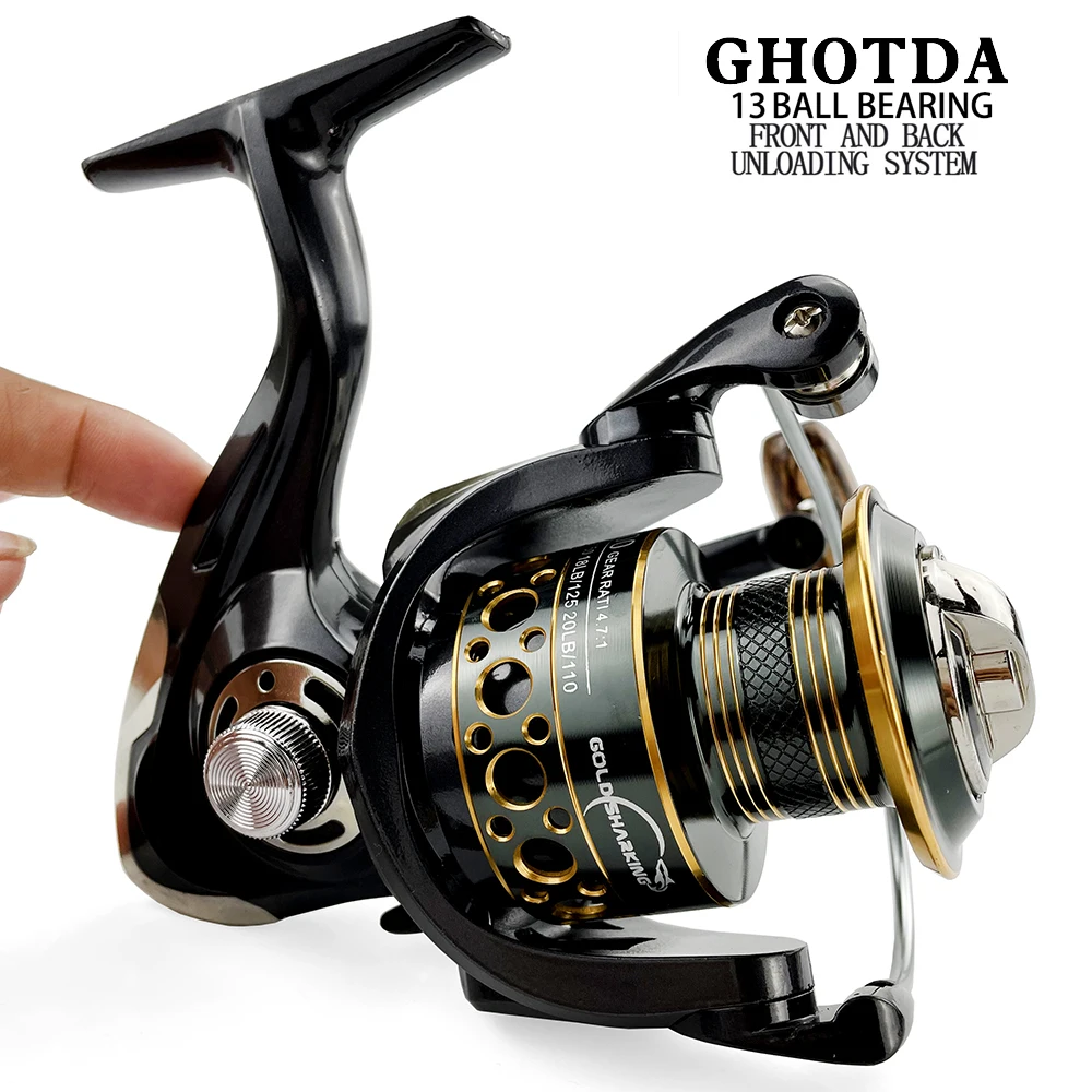 Pesca Spinning Reel com Metal Line Cup, 5.2:1/4.7:113BB, rolamentos de esferas, carpa Pesca Reel, BK2000-7000, Sea Tackle