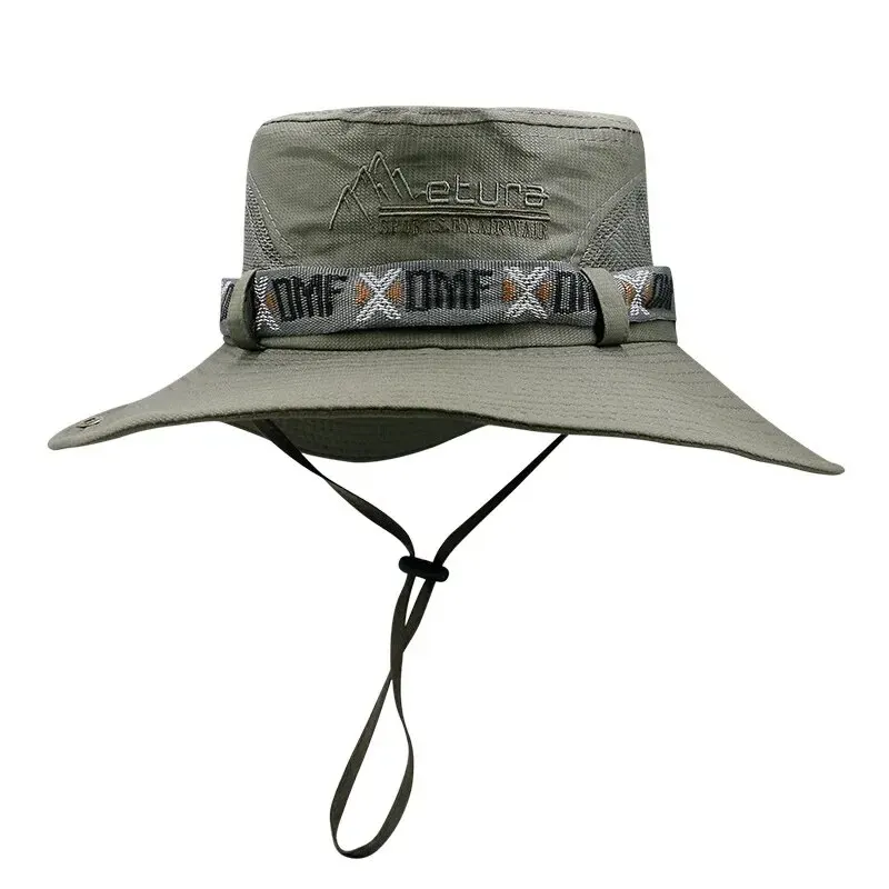 chapéu de Balde Masculino Verão, Proteção UV UPF 50+, Aba Larga, Estilo Panamá Pescador Safari, Leve Malha Respirável, Ideal Praia Pesca Caminhadas - Imagem 9