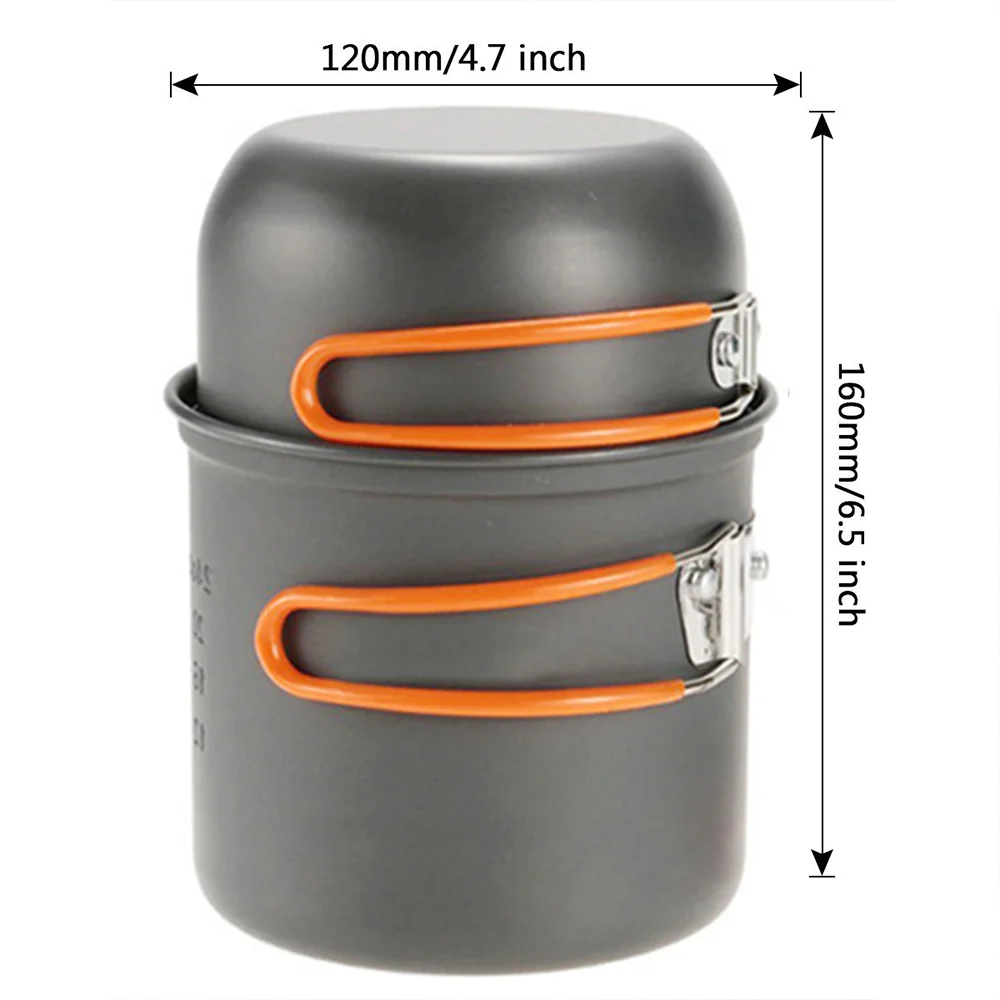 Conjunto de Panelas para Camping ao Ar Livre, Feito de Material de Liga de Alumínio Duro, Portátil, Conjunto de Utensílios de Cozinha para 1-2 Pessoas - Imagem 5