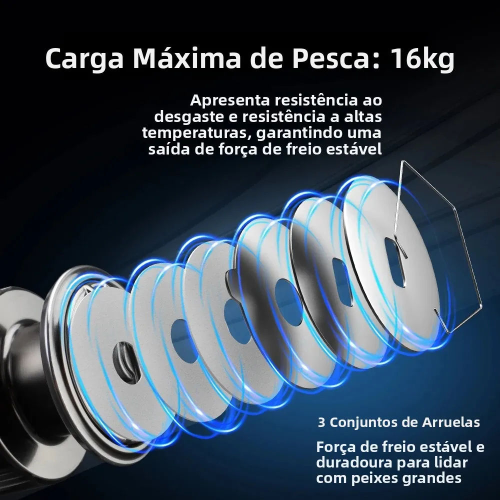 Carretilha de Pesca Huidiao Stella 2000-7000 4+1BB 16KG de Arrasto Máximo Zero Play com Manivela Dupla para Água Doce e Salgada - Imagem 6