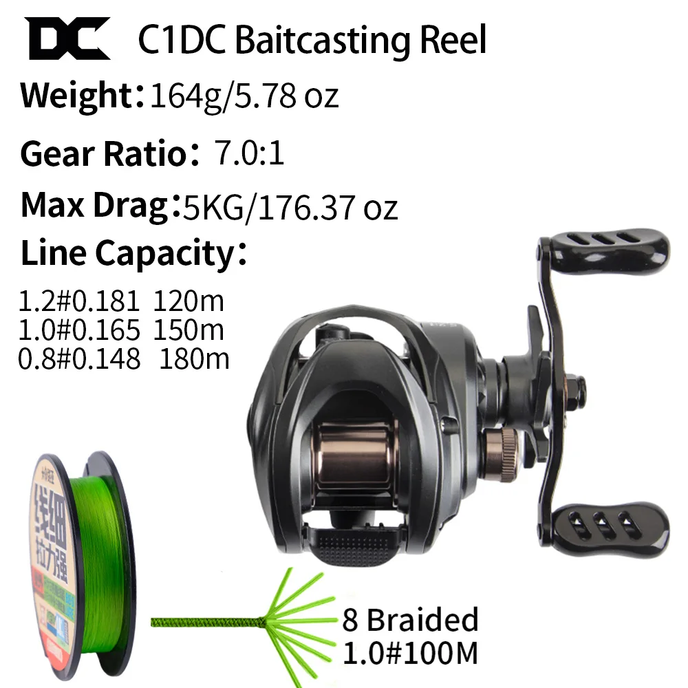 Carretilha de Pesca FISHINFANS C1DC, Sistema DC Inteligente, Lançamento Longo, Arrasto 5kg, Carbono, Latão, 7.0:1, 5+1 Rolamentos - Imagem 13