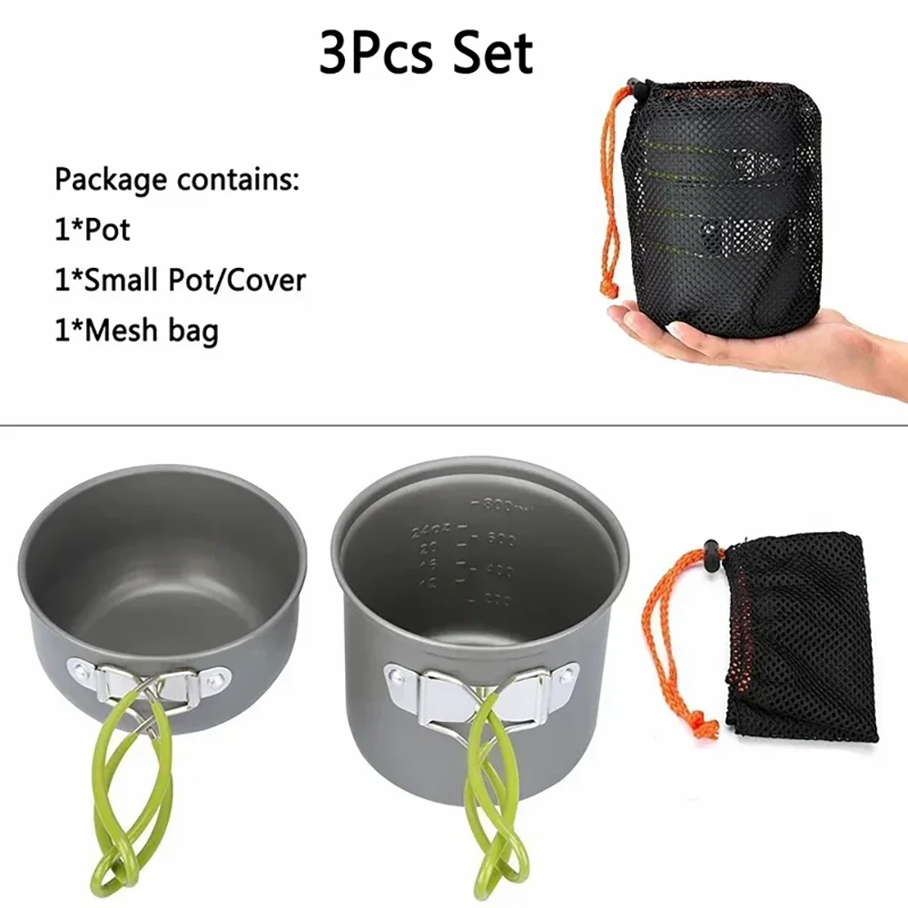 Conjunto de Panelas para Camping ao Ar Livre, Feito de Material de Liga de Alumínio Duro, Portátil, Conjunto de Utensílios de Cozinha para 1-2 Pessoas - Imagem 10