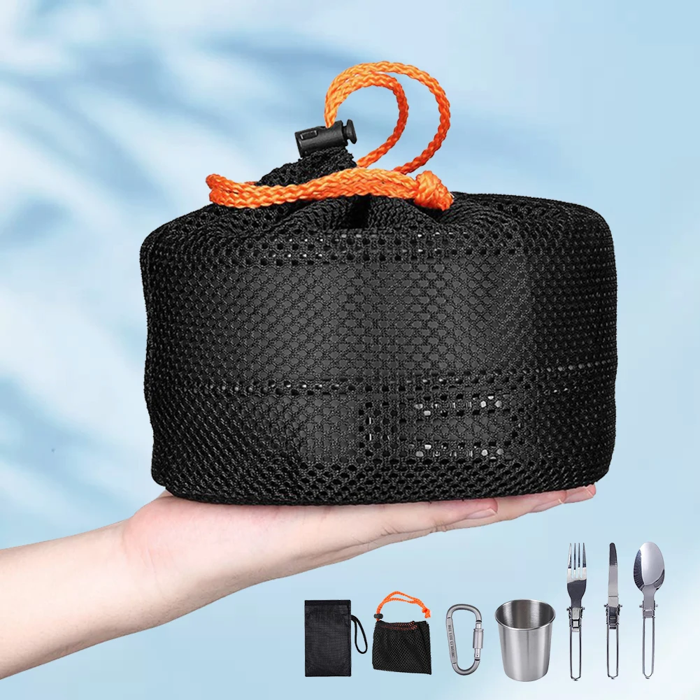 Kit De Panelas De Acampamento Leve Dobrável, Chaleira, Panela, Utensílios Portáteis, Louça De Piquenique De Alumínio, Churrasco, Caminhadas, Viagem - Imagem 4