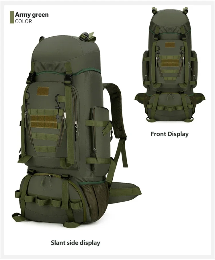 Mochila Tática 90L/100L, Sistema de Fixação Modular, Náilon Impermeável, Antifurto, para Montanhismo e Caminhada - Imagem 5