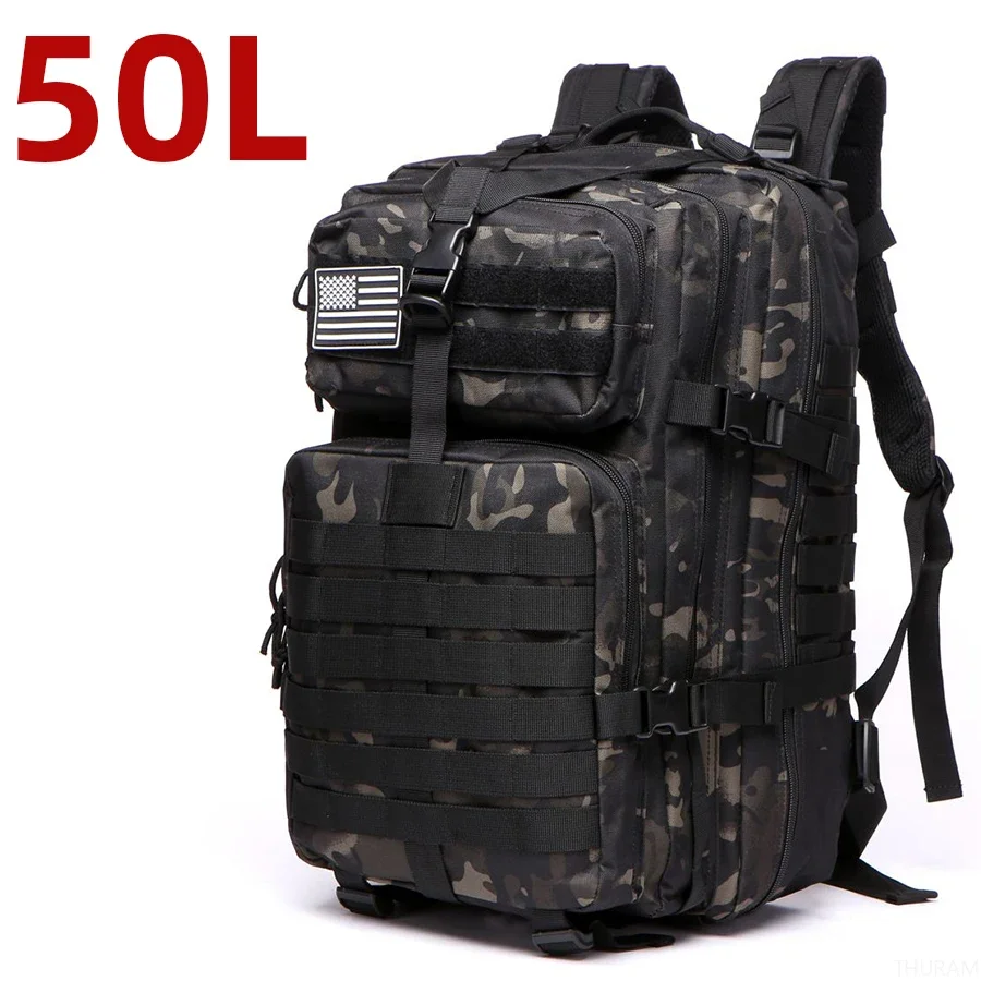 Mochila Multiuso 25L e 50L, Náilon Impermeável Resistente, Tática para Esportes, Camping, Pesca e Caminhadas na Natureza - Imagem 8