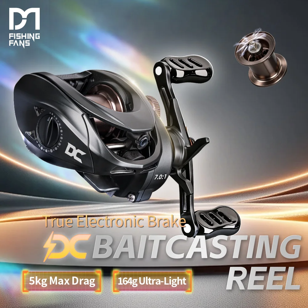 Carretilha de Pesca FISHINFANS C1DC, Sistema DC Inteligente, Lançamento Longo, Arrasto 5kg, Carbono, Latão, 7.0:1, 5+1 Rolamentos - Imagem 2
