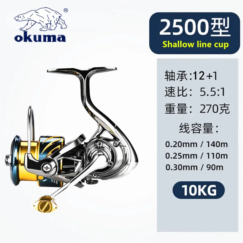 Molinete Okuma Todo em Metal, 12+1 Rolamentos, Drag 15kg, Anti-Água, Mar e Água Doce, Tamanhos 1000 a 5000 - Imagem 15