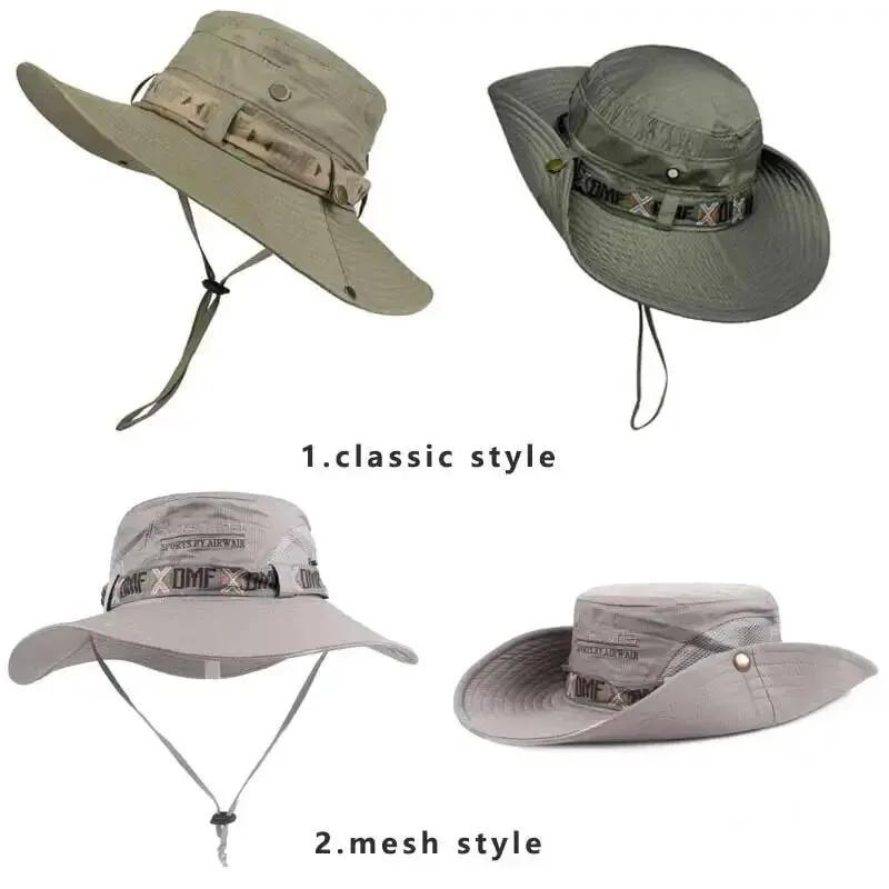chapéu de Balde Masculino Verão, Proteção UV UPF 50+, Aba Larga, Estilo Panamá Pescador Safari, Leve Malha Respirável, Ideal Praia Pesca Caminhadas - Imagem 6