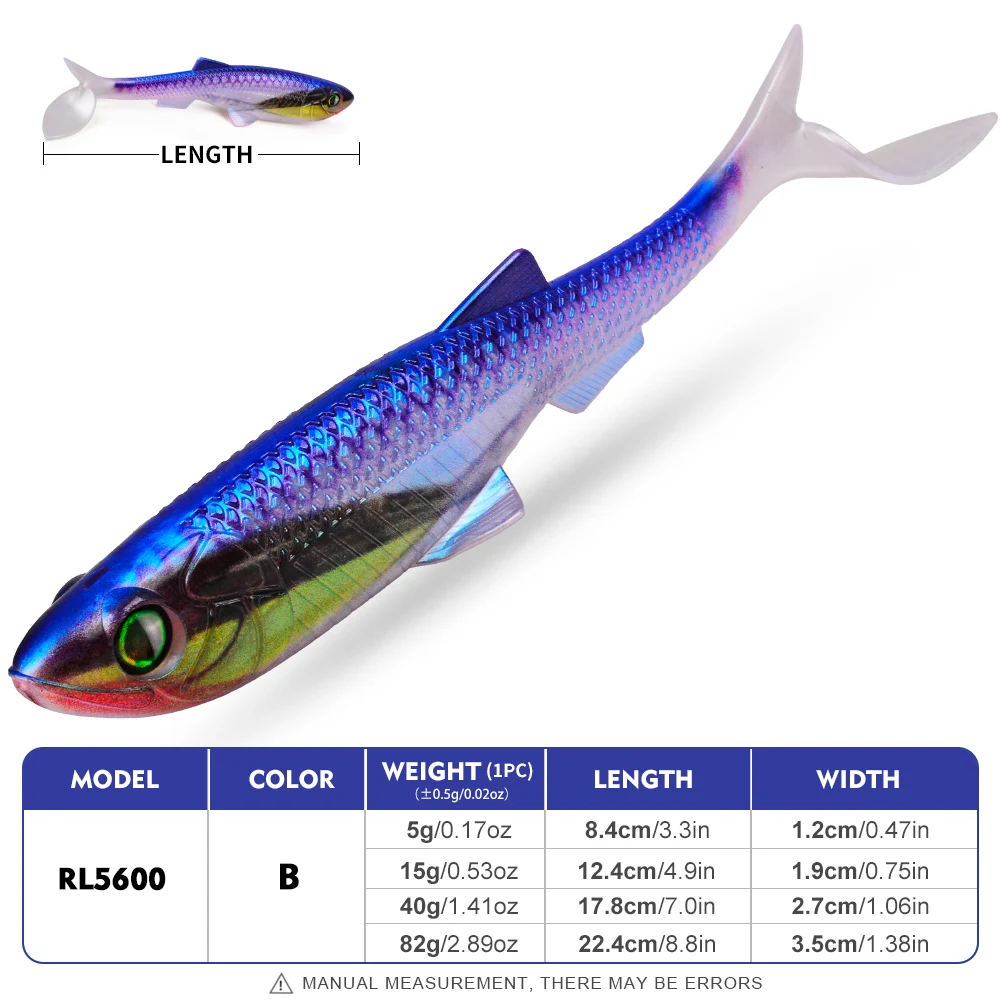 Isca Artificial Sunlure 2/5/8 Peças com Cauda em T, Olhos 3D Realistas, Isca de Silicone para Pesca de Robalo e Água Salgada - Imagem 11