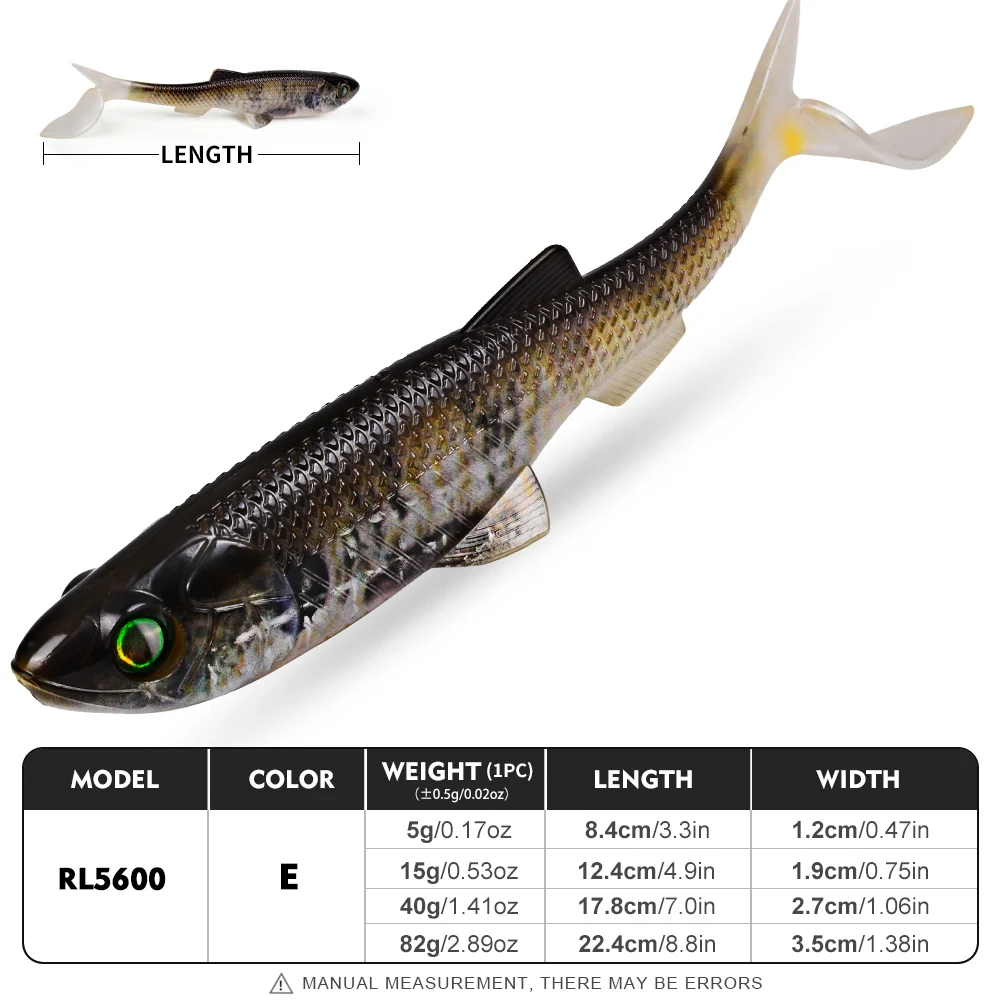 Isca Artificial Sunlure 2/5/8 Peças com Cauda em T, Olhos 3D Realistas, Isca de Silicone para Pesca de Robalo e Água Salgada - Imagem 8
