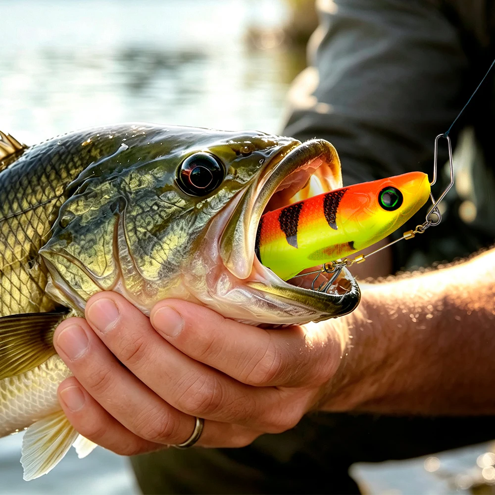 Isca Artificial Sunlure 2/5/8 Peças com Cauda em T, Olhos 3D Realistas, Isca de Silicone para Pesca de Robalo e Água Salgada - Imagem 7