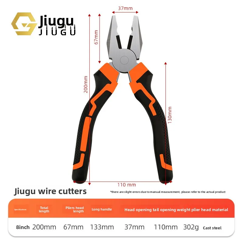 Alicate multifuncional de 8 polegadas/6 polegadas, com ponta em forma de tigre/ponta fina/ponta angulada, de alta dureza, com mandíbula grossa, fabricado em aço carbono de alta qualidade, ferramenta manual para uso doméstico. - Imagem 11