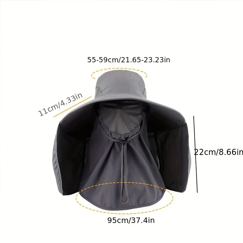 Chapéu de sol para atividades ao ar livre, respirável, anti-uv, proteção para o pescoço, cobertura para o rosto, chapéu de pesca, aba larga, guarda-sol removível, chapéu para caminhadas e acampamento - Imagem 6