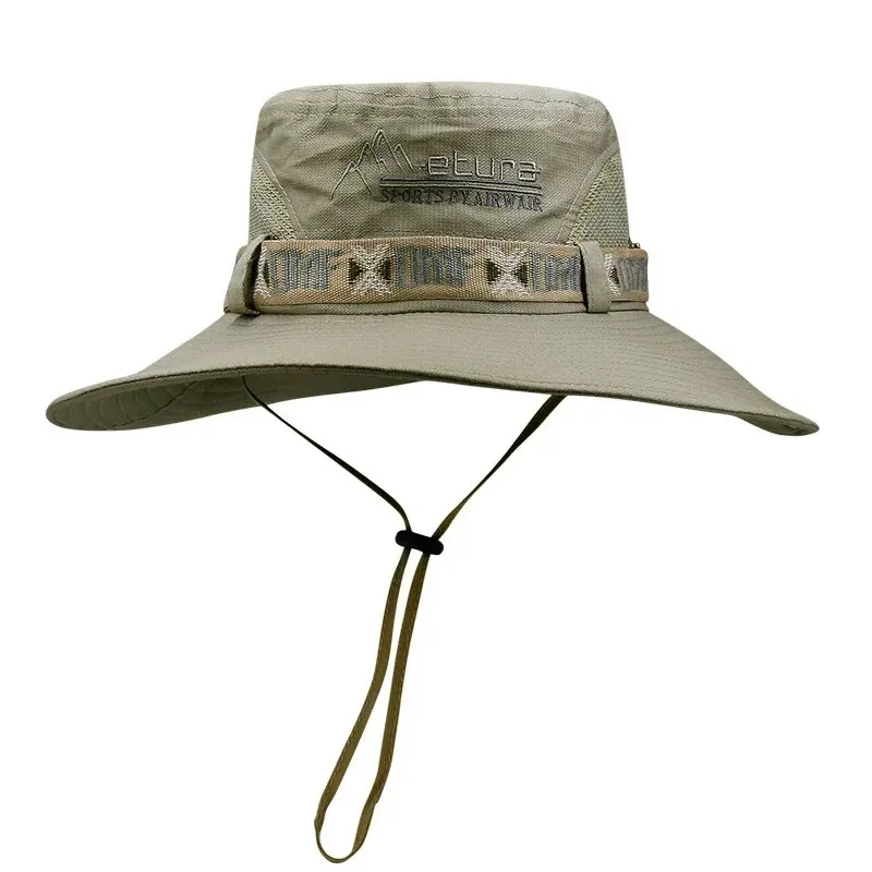 chapéu de Balde Masculino Verão, Proteção UV UPF 50+, Aba Larga, Estilo Panamá Pescador Safari, Leve Malha Respirável, Ideal Praia Pesca Caminhadas - Imagem 10