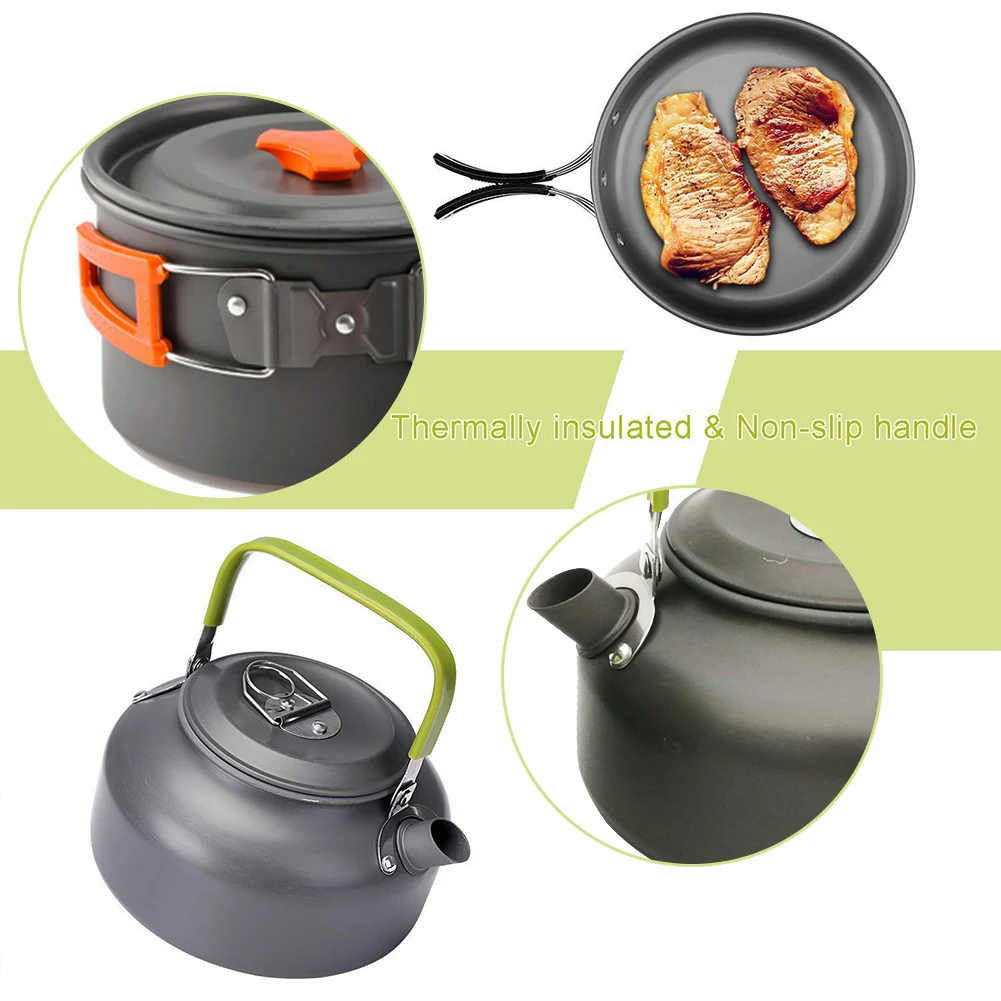 Kit De Panelas De Acampamento Leve Dobrável, Chaleira, Panela, Utensílios Portáteis, Louça De Piquenique De Alumínio, Churrasco, Caminhadas, Viagem - Imagem 5