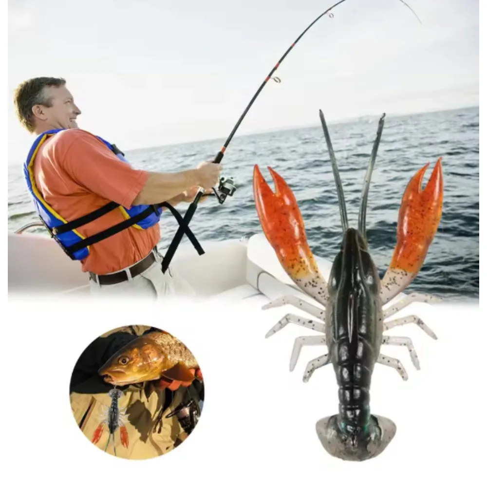 1 unidade de isca artificial de lagostim, 7 cm, 12 g, isca de pesca com anzol de chumbo, imitação de camarão, isca artificial para peixes. - Imagem 2