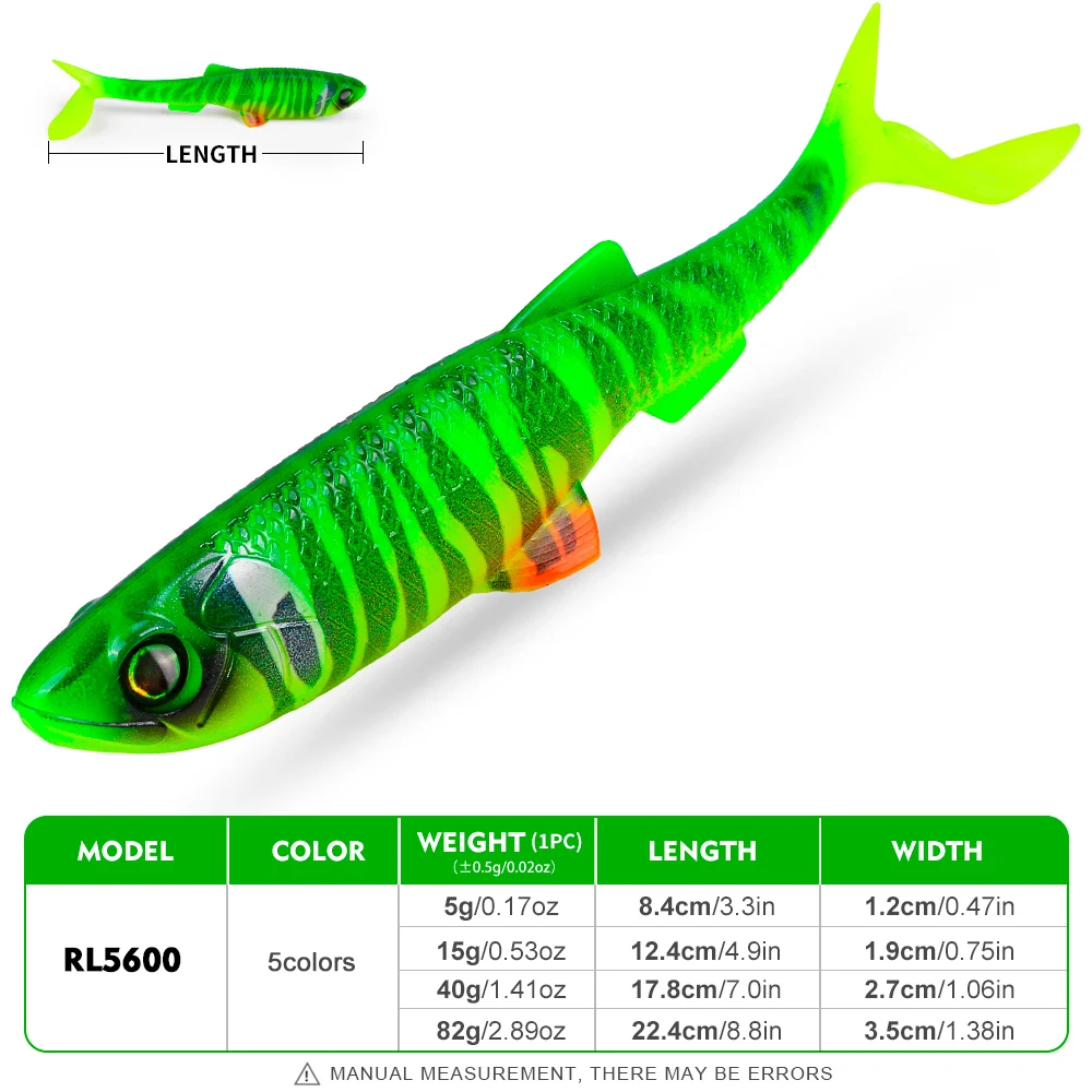 Isca Artificial Sunlure 2/5/8 Peças com Cauda em T, Olhos 3D Realistas, Isca de Silicone para Pesca de Robalo e Água Salgada - Imagem 4