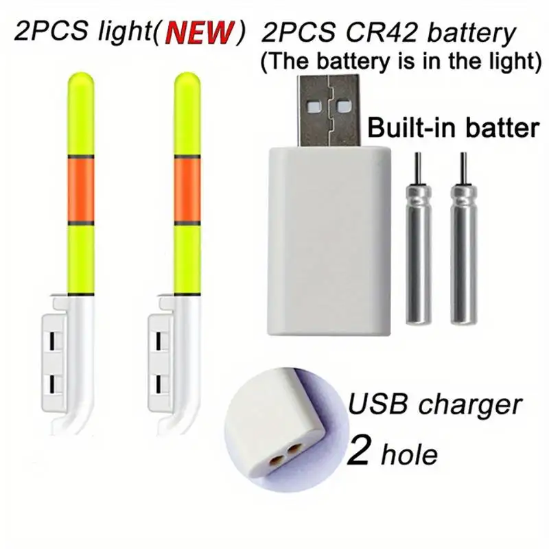 Luz LED Removível para colocar em vara de pesca flutuante luminosa, Bateria CR425 3,6V, Recarga USB, À Prova d'Água, para Pesca Noturna - Imagem 8