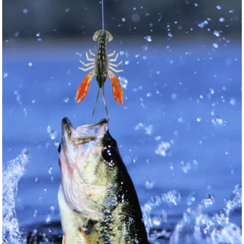 1 unidade de isca artificial de lagostim, 7 cm, 12 g, isca de pesca com anzol de chumbo, imitação de camarão, isca artificial para peixes.