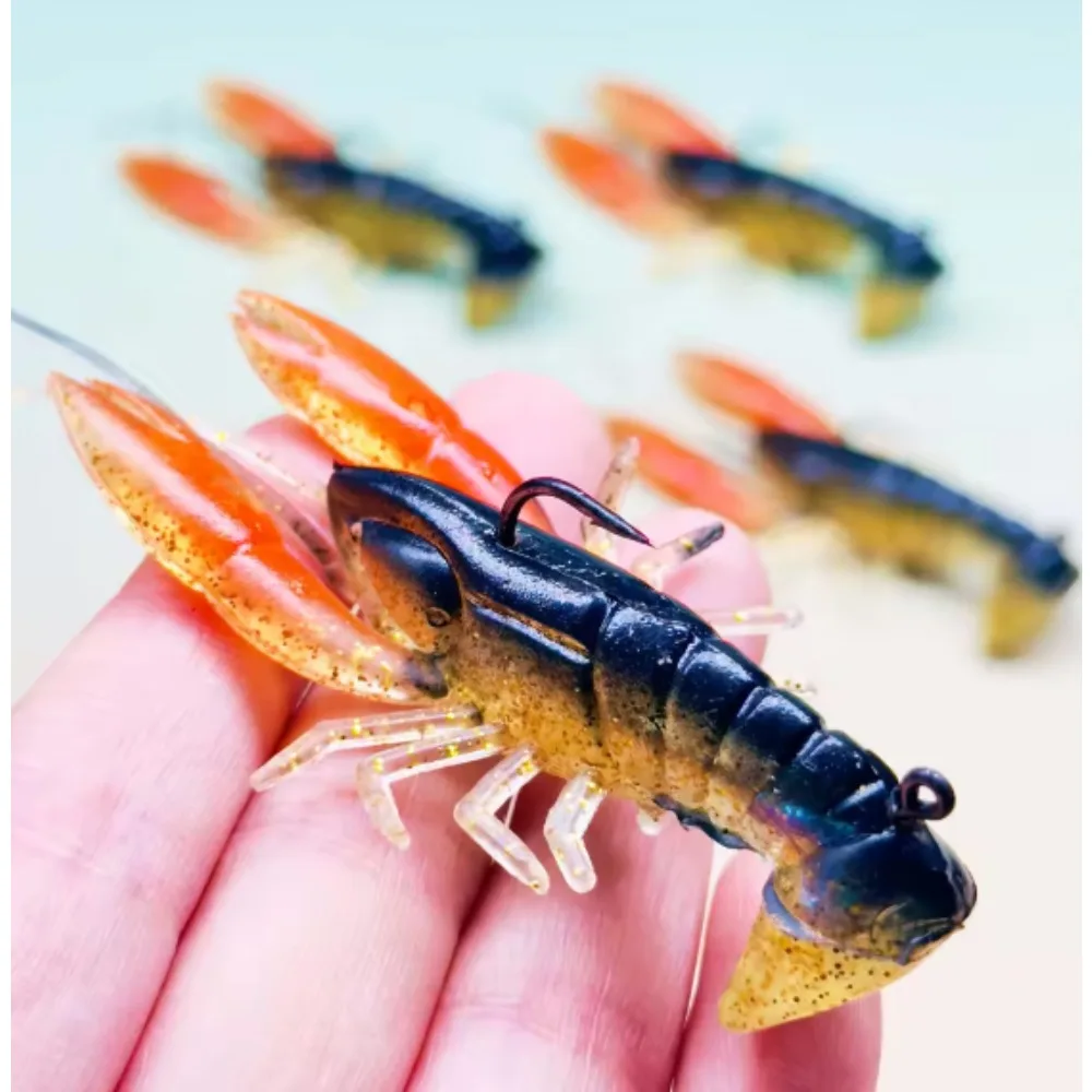 1 unidade de isca artificial de lagostim, 7 cm, 12 g, isca de pesca com anzol de chumbo, imitação de camarão, isca artificial para peixes. - Imagem 5