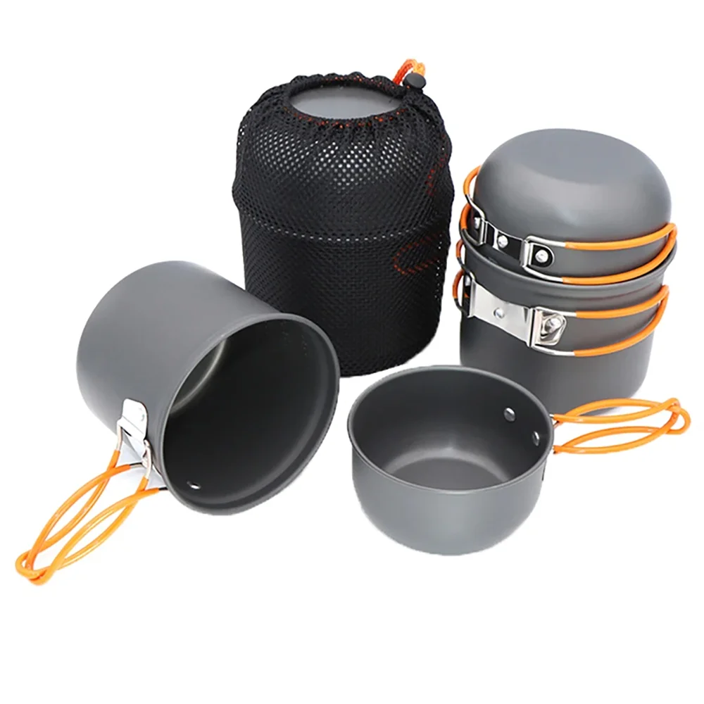 Conjunto de Panelas para Camping ao Ar Livre, Feito de Material de Liga de Alumínio Duro, Portátil, Conjunto de Utensílios de Cozinha para 1-2 Pessoas - Imagem 3