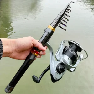 Vara de Pesca Telescópica GHOTDA, Fibra de Carbono, Ação Rápida, 1,8m a 3,6m, Compacta, para Mar Rio Lago, Compatível 2000–7000