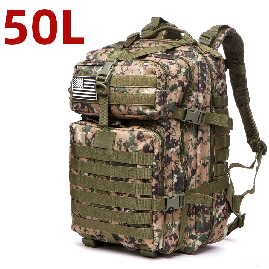 Mochila Multiuso 25L e 50L, Náilon Impermeável Resistente, Tática para Esportes, Camping, Pesca e Caminhadas na Natureza - Imagem 10