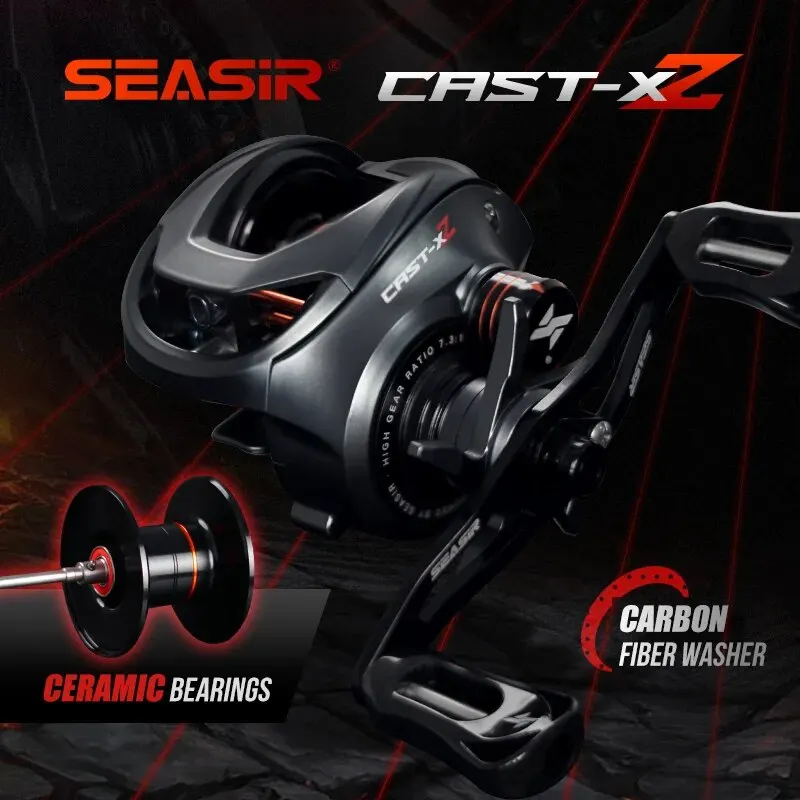 Carretilha SEASIR Cast X2 Baitcasting, Relação 7,3:1, Rolamento Cerâmico Híbrido, Arruela de Carbono, Sistema Duplo, Ímãs N52, Freio Reforçado. - Imagem 2