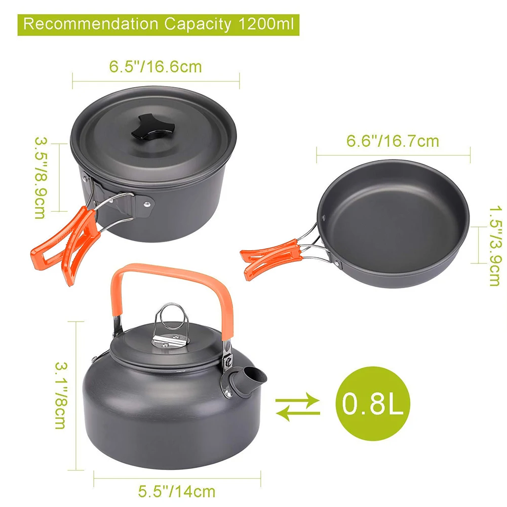 Kit De Panelas De Acampamento Leve Dobrável, Chaleira, Panela, Utensílios Portáteis, Louça De Piquenique De Alumínio, Churrasco, Caminhadas, Viagem - Imagem 6