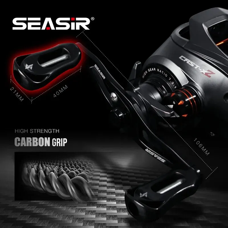 Carretilha SEASIR Cast X2 Baitcasting, Relação 7,3:1, Rolamento Cerâmico Híbrido, Arruela de Carbono, Sistema Duplo, Ímãs N52, Freio Reforçado. - Imagem 7