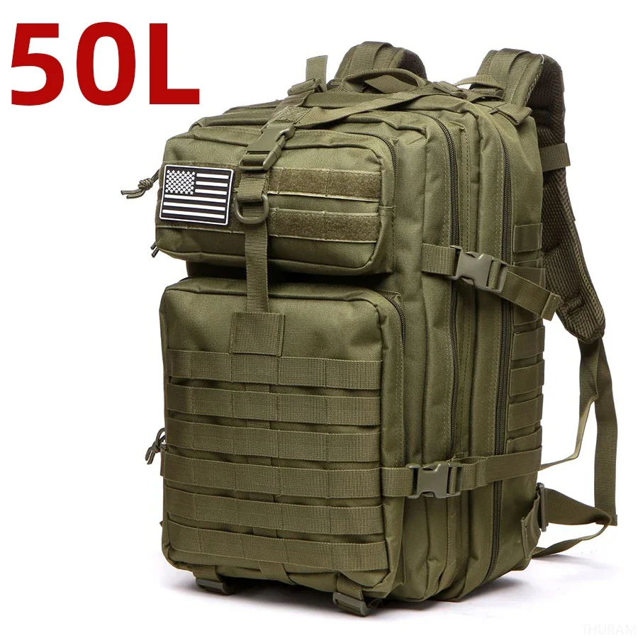 Mochila Multiuso 25L e 50L, Náilon Impermeável Resistente, Tática para Esportes, Camping, Pesca e Caminhadas na Natureza - Imagem 7