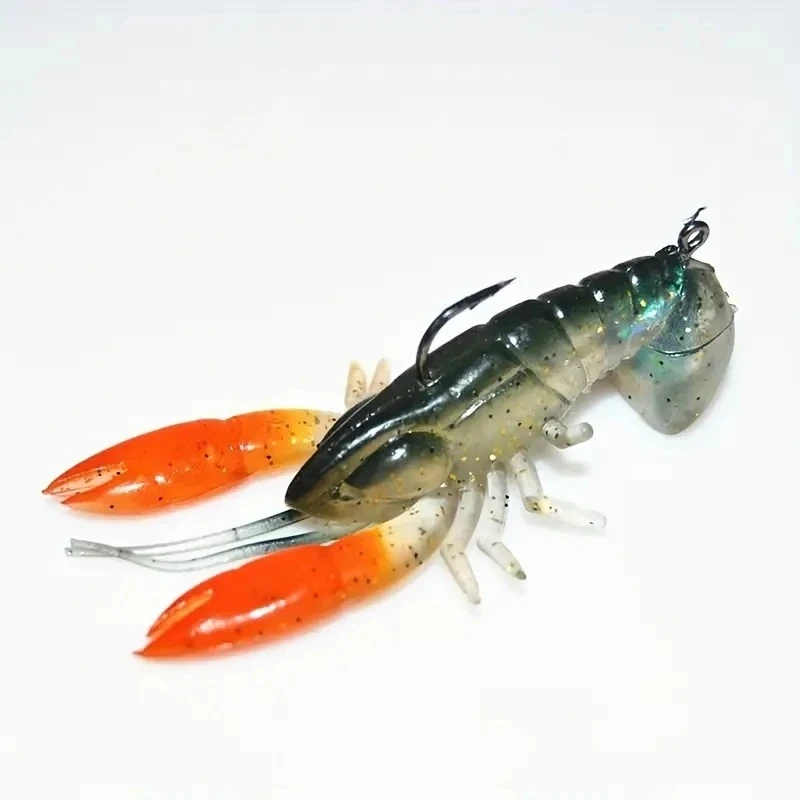 1 unidade de isca artificial de lagostim, 7 cm, 12 g, isca de pesca com anzol de chumbo, imitação de camarão, isca artificial para peixes. - Imagem 6