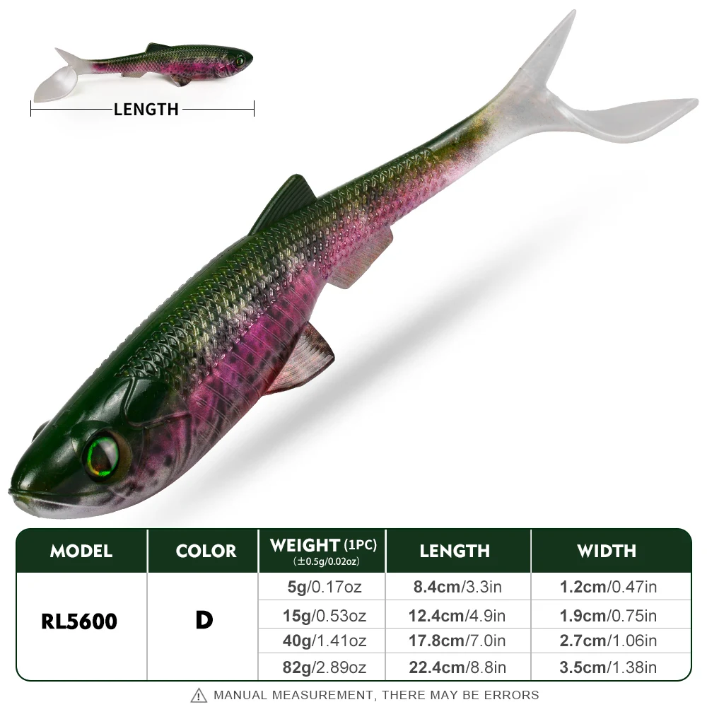 Isca Artificial Sunlure 2/5/8 Peças com Cauda em T, Olhos 3D Realistas, Isca de Silicone para Pesca de Robalo e Água Salgada - Imagem 9