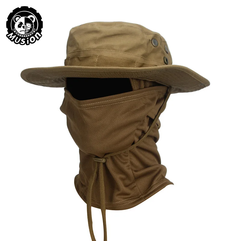 Musion camuflagem chapéu de aba larga balaclava conjunto masculino ao ar livre guarda-sol boonie boné pescador chapéu de pesca chapéu de proteção solar - Imagem 20