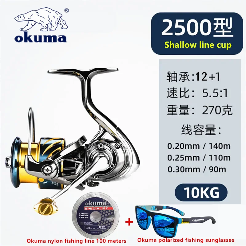Molinete Okuma Todo em Metal, 12+1 Rolamentos, Drag 15kg, Anti-Água, Mar e Água Doce, Tamanhos 1000 a 5000 - Imagem 14