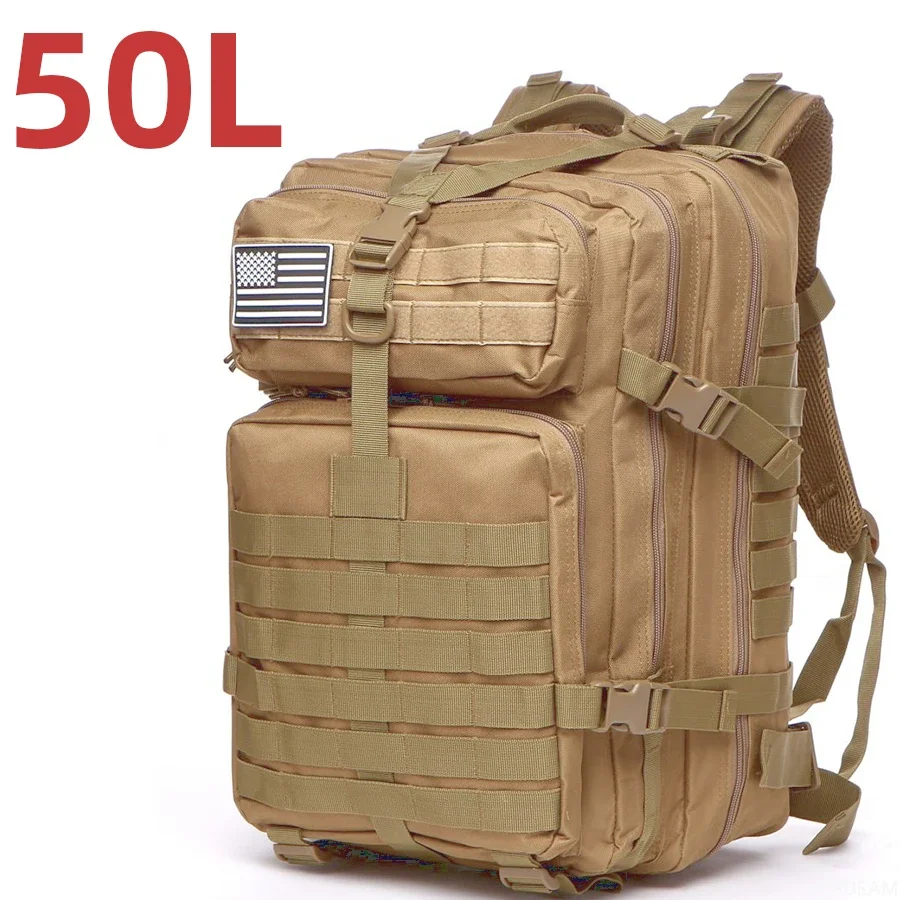 Mochila Multiuso 25L e 50L, Náilon Impermeável Resistente, Tática para Esportes, Camping, Pesca e Caminhadas na Natureza - Imagem 9