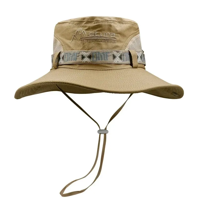 chapéu de Balde Masculino Verão, Proteção UV UPF 50+, Aba Larga, Estilo Panamá Pescador Safari, Leve Malha Respirável, Ideal Praia Pesca Caminhadas - Imagem 7