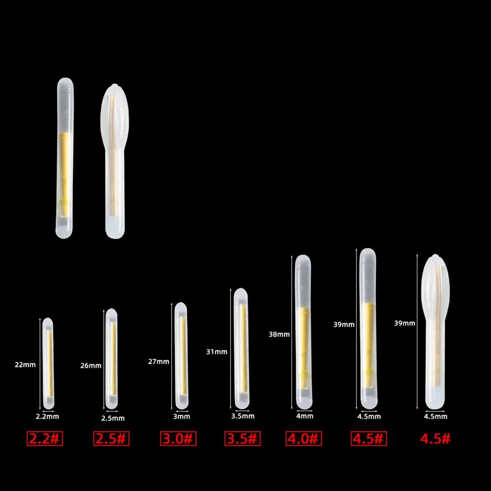 Vareta Luminosa Fluorescente para Pesca Noturna, 2.2–4.5mm, Brilho no Escuro, Acessório para Bóia e Ponta de Vara, Pacote com 20 Unidades - Imagem 5