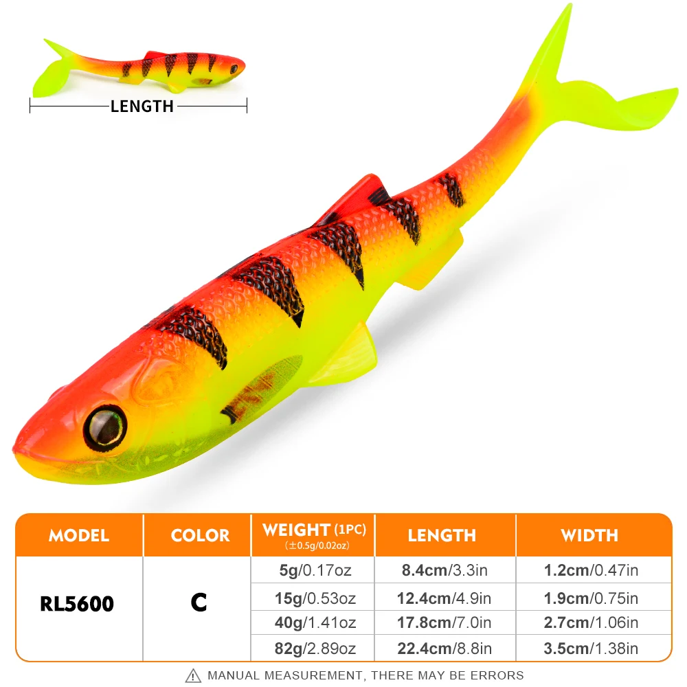 Isca Artificial Sunlure 2/5/8 Peças com Cauda em T, Olhos 3D Realistas, Isca de Silicone para Pesca de Robalo e Água Salgada - Imagem 10