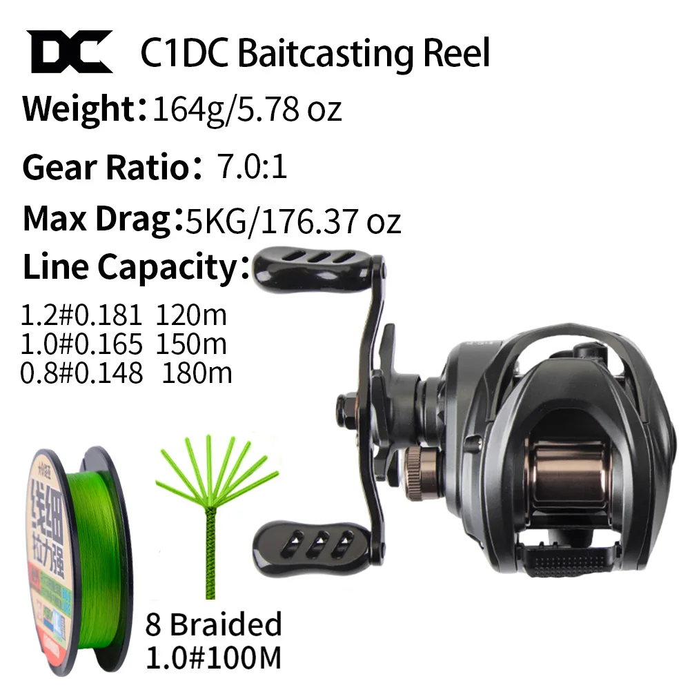 Carretilha de Pesca FISHINFANS C1DC, Sistema DC Inteligente, Lançamento Longo, Arrasto 5kg, Carbono, Latão, 7.0:1, 5+1 Rolamentos - Imagem 10