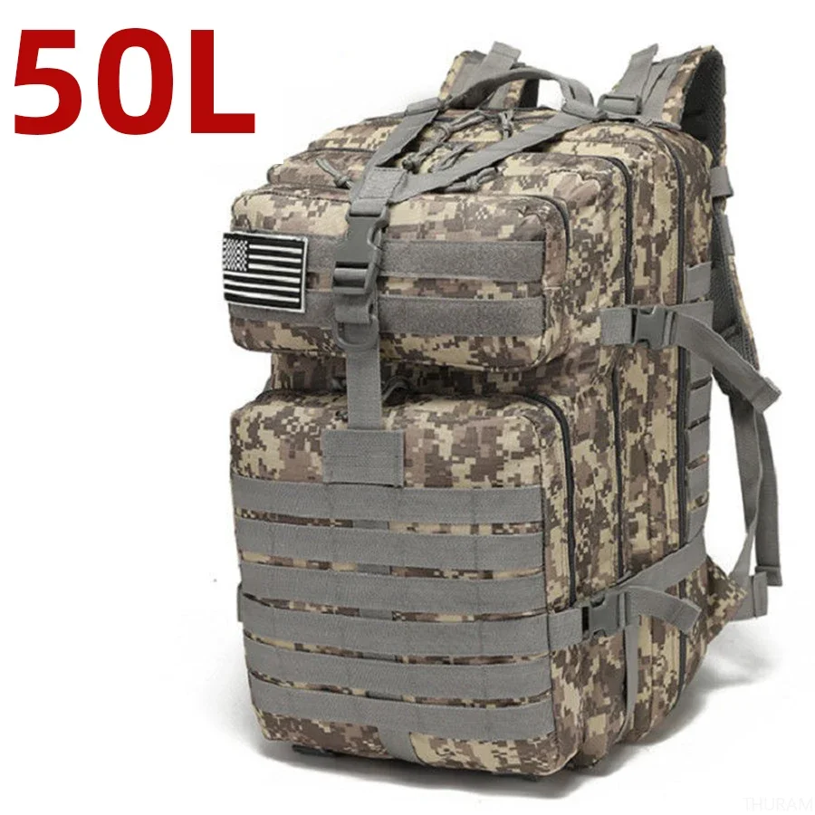 Mochila Multiuso 25L e 50L, Náilon Impermeável Resistente, Tática para Esportes, Camping, Pesca e Caminhadas na Natureza - Imagem 11