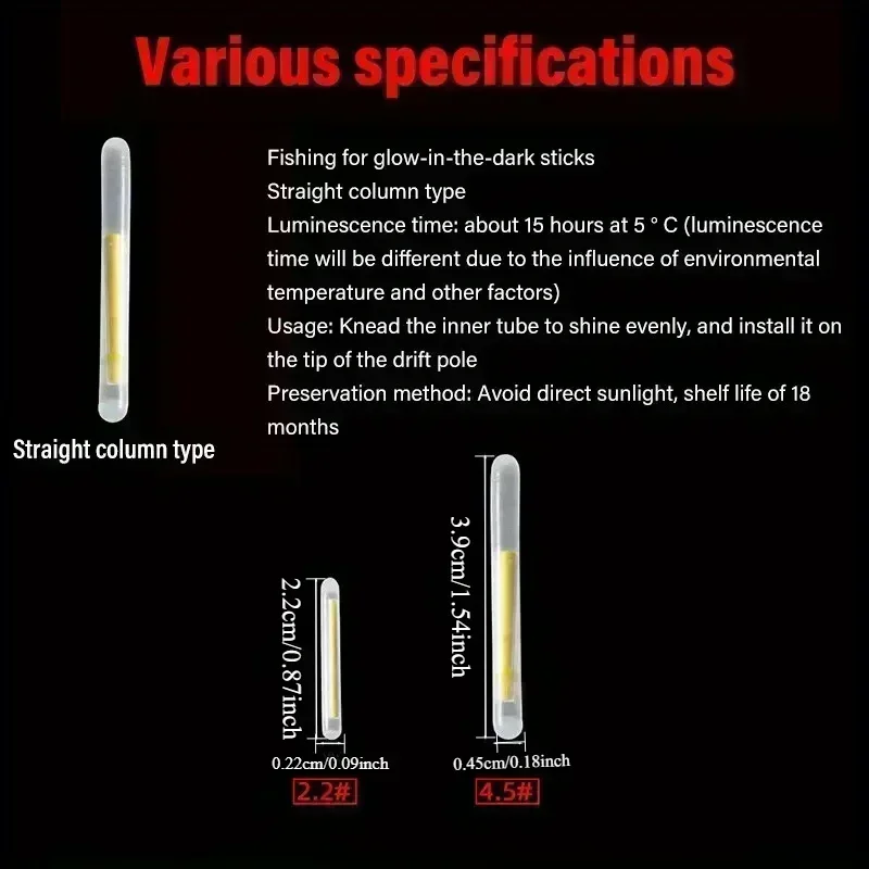Bastão de Luz Fluorescente para Pesca 2.5/4.5mm Fireflies - Luzes para Vara de Pesca que Brilham no Escuro. - Imagem 4