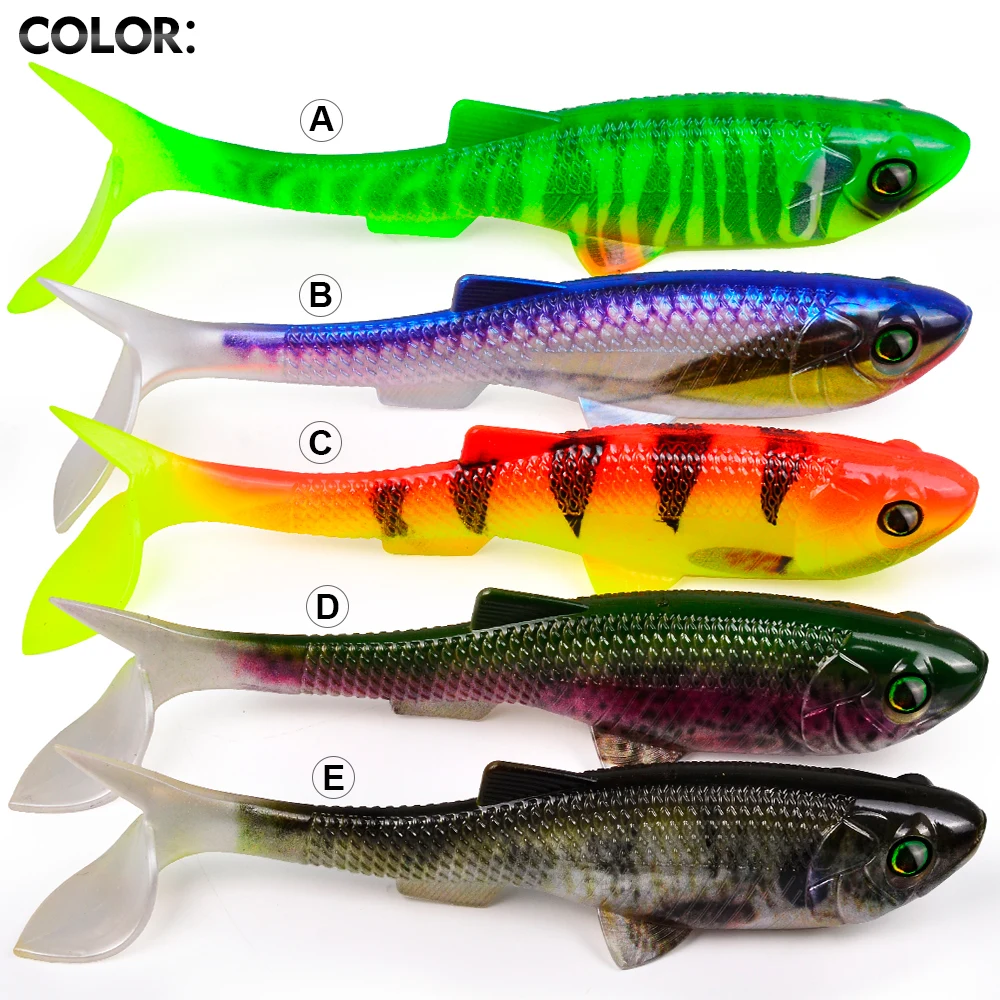 Isca Artificial Sunlure 2/5/8 Peças com Cauda em T, Olhos 3D Realistas, Isca de Silicone para Pesca de Robalo e Água Salgada - Imagem 5