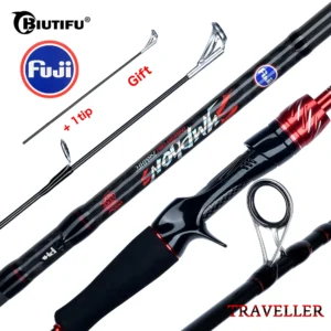 Vara BIUTIFU Viajante, 1,8m a 3,0m, Carbono, Guias Fuji, Spinning e Baitcasting, 5–42g